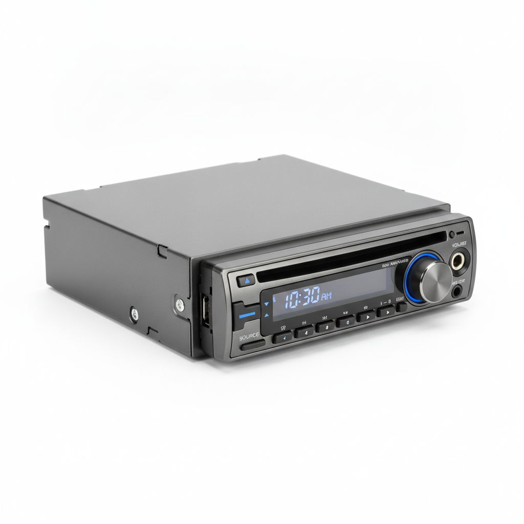 Single-DIN receiver with detachable face