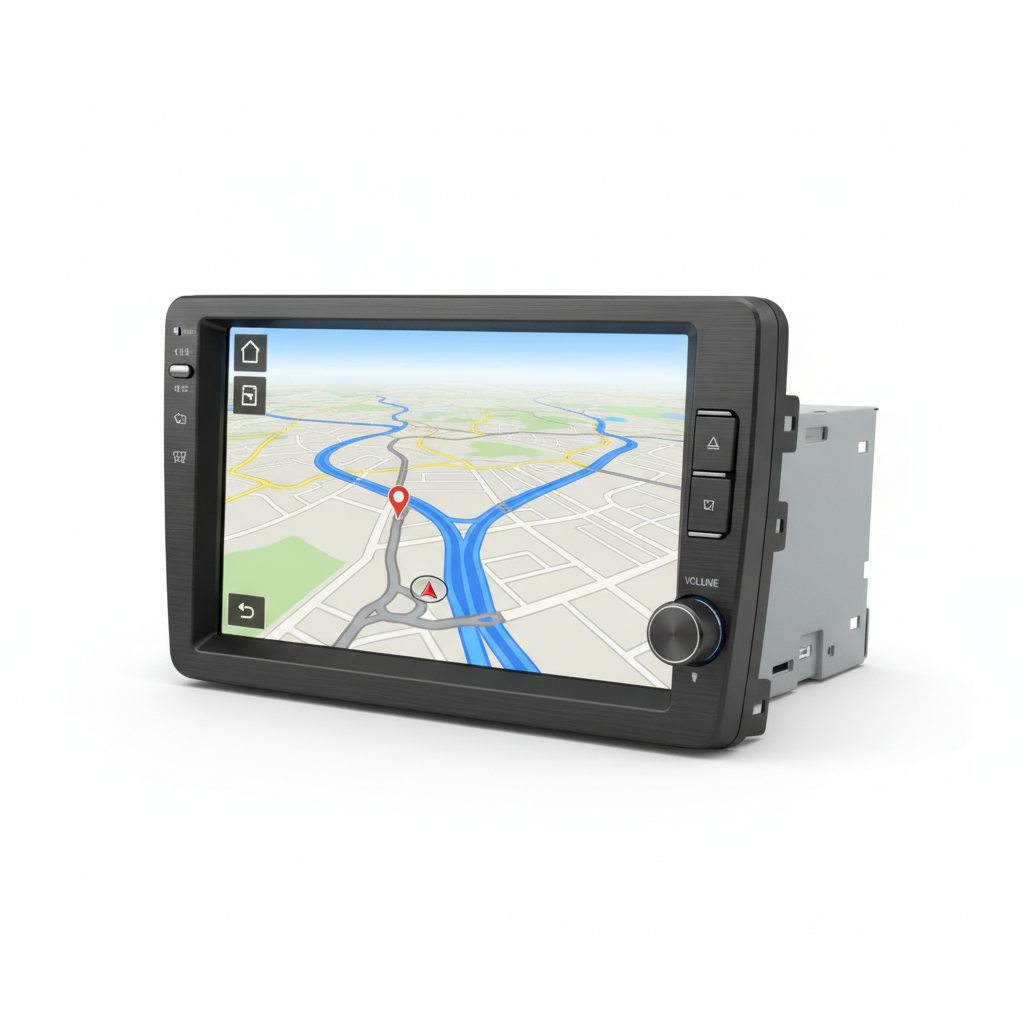 Double-DIN receiver with built-in navigation